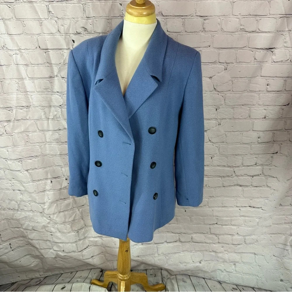 vintage sigrid olsen wool blend double breasted coat size 14 classic designer